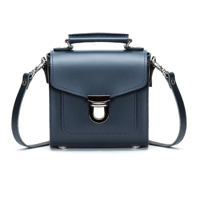 Handmade Leather Sugarcube Handbag - Navy Zatchels