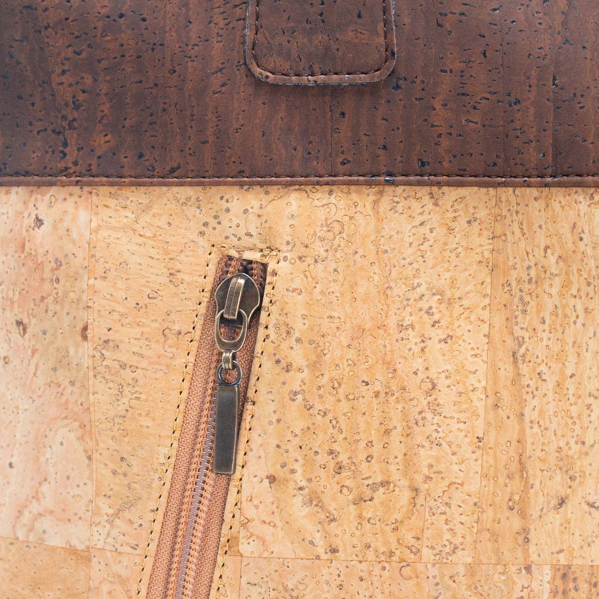Cork with Color Charcoal style zipper women handbag BAGP-116 Corkadia