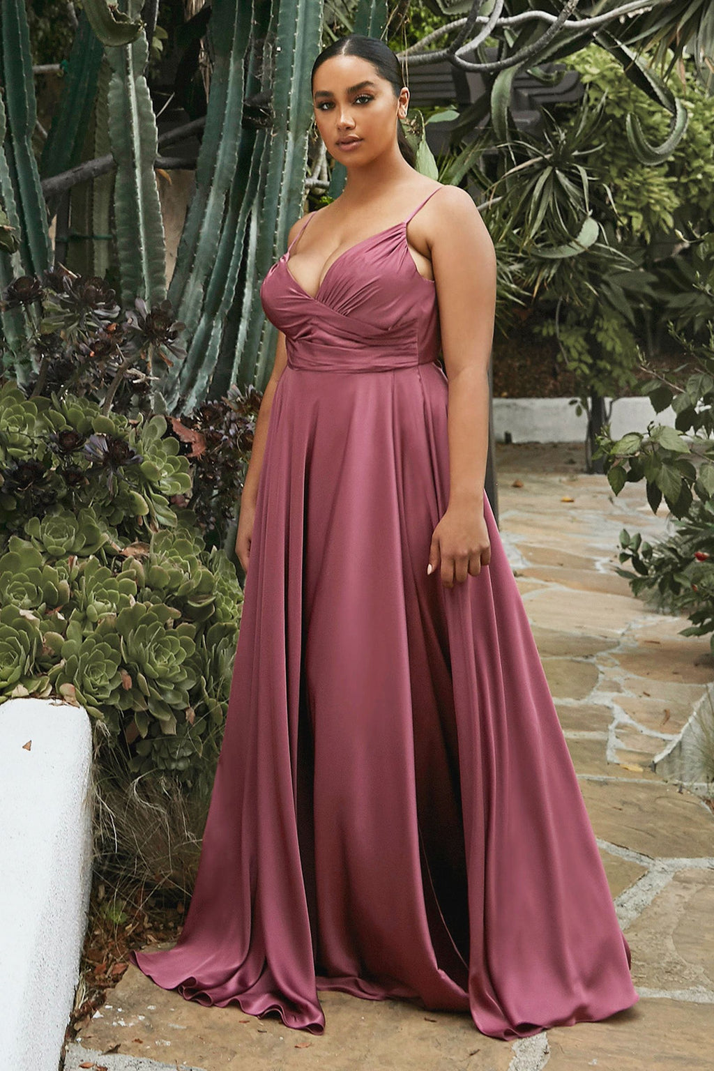 Sweetheart Neckline Soft Satin A-Line Curvy Fit Tux-USA