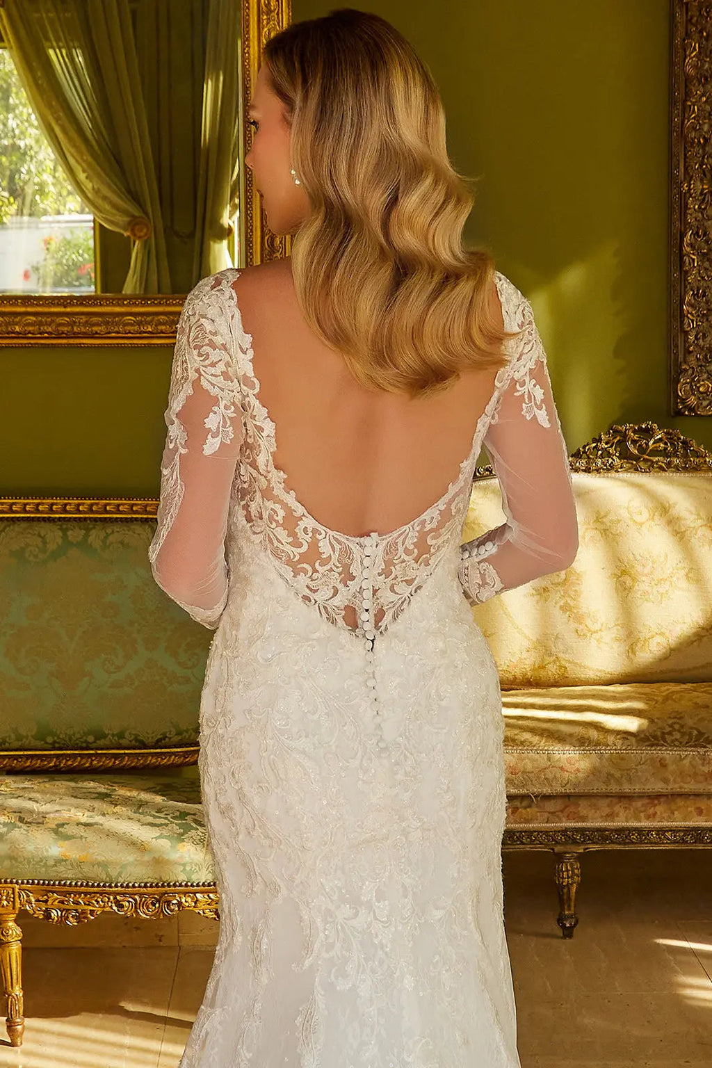 Wedding Dress Trumpet Silhouette 3/4 Sleeves Tux-USA