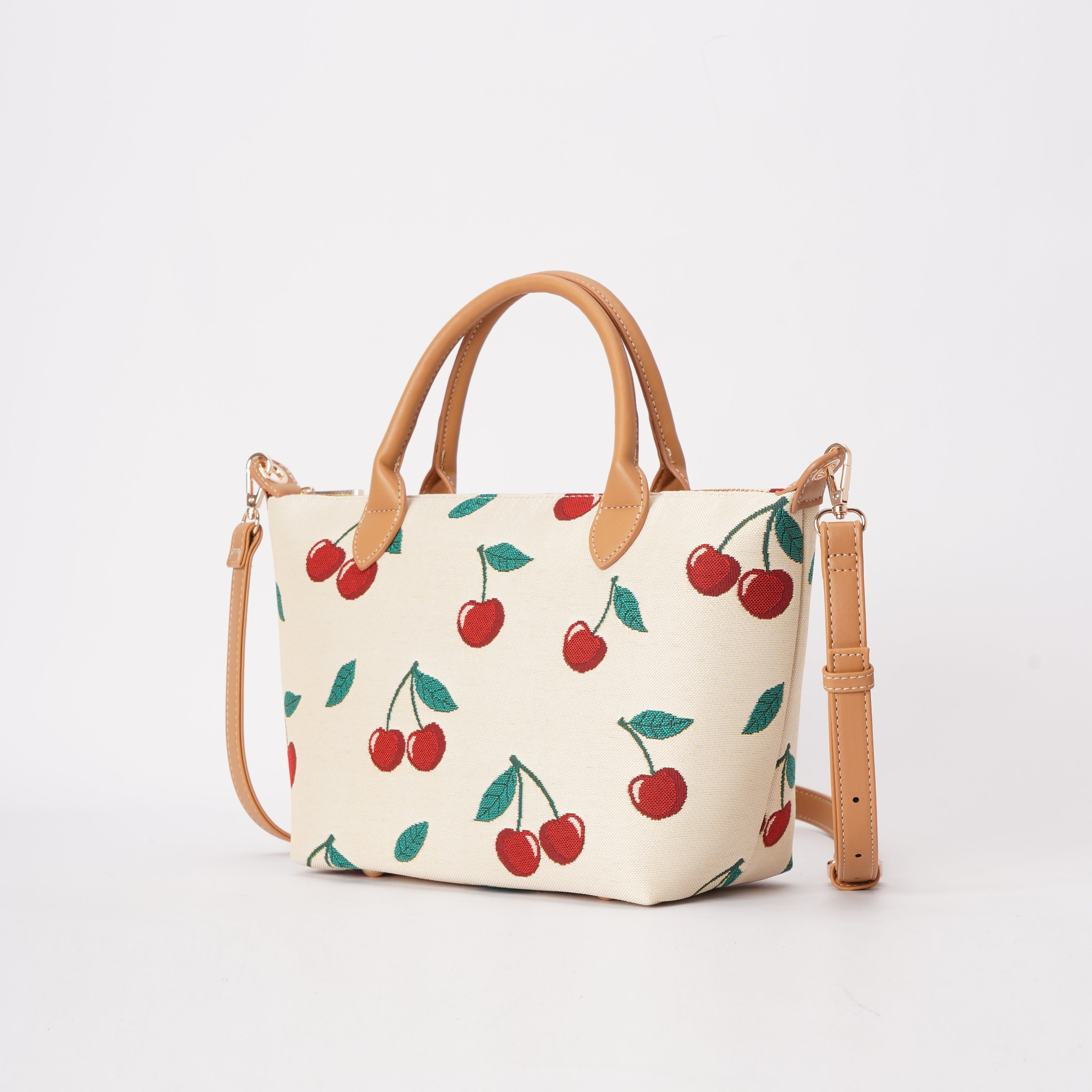 Signare London - Cherry Grab Handbag on Cream Backdrop Signare London