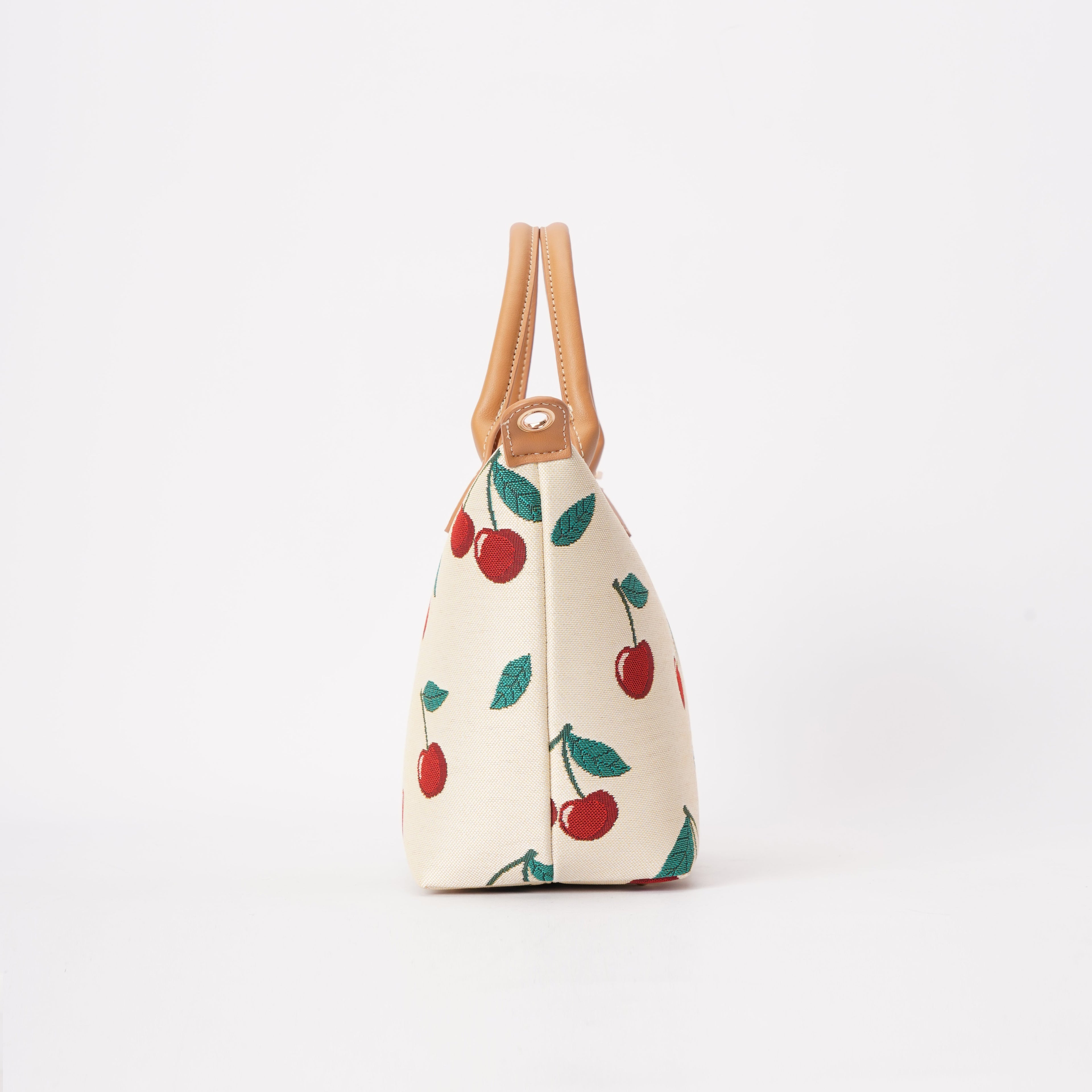 Signare London - Cherry Grab Handbag on Cream Backdrop Signare London