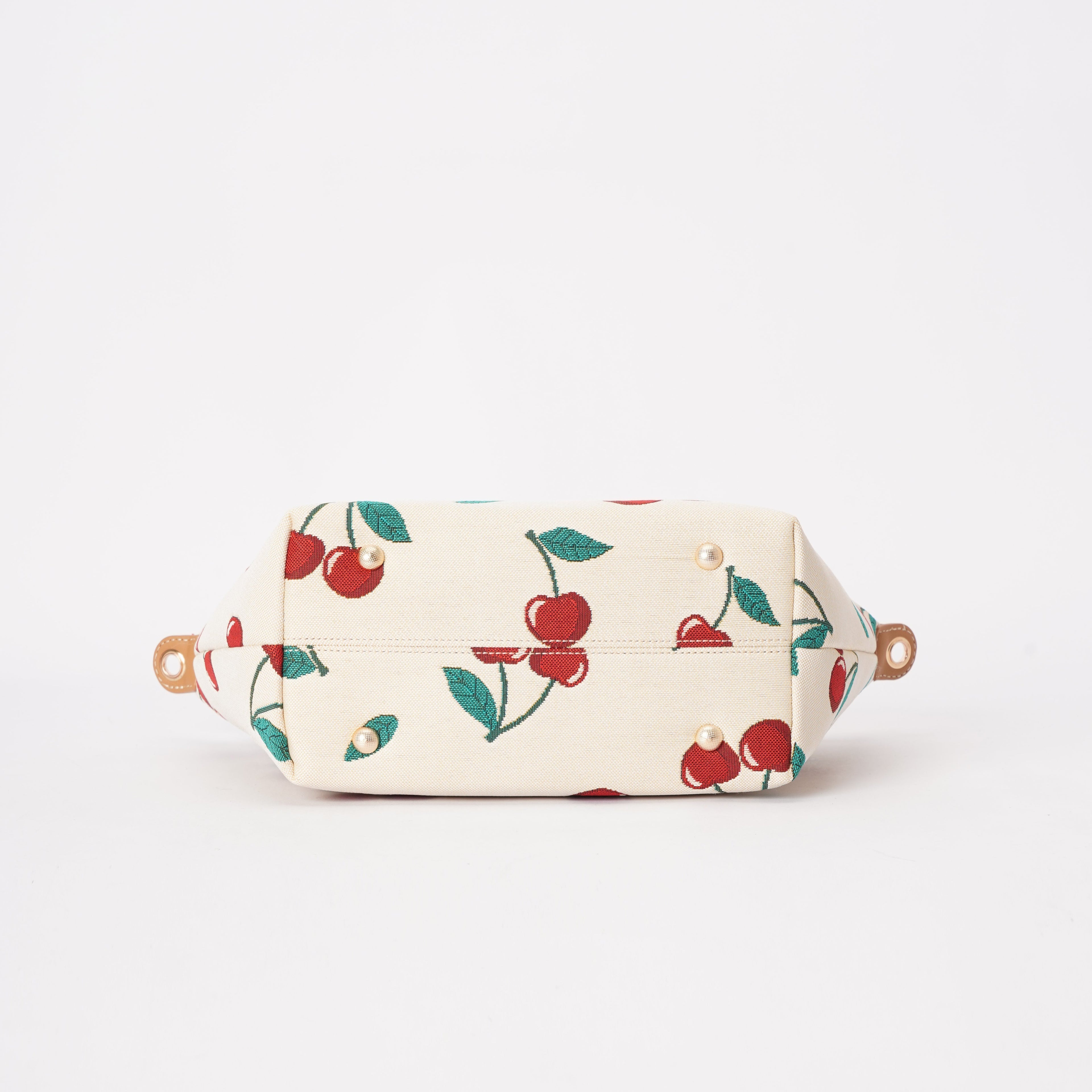 Signare London - Cherry Grab Handbag on Cream Backdrop Signare London