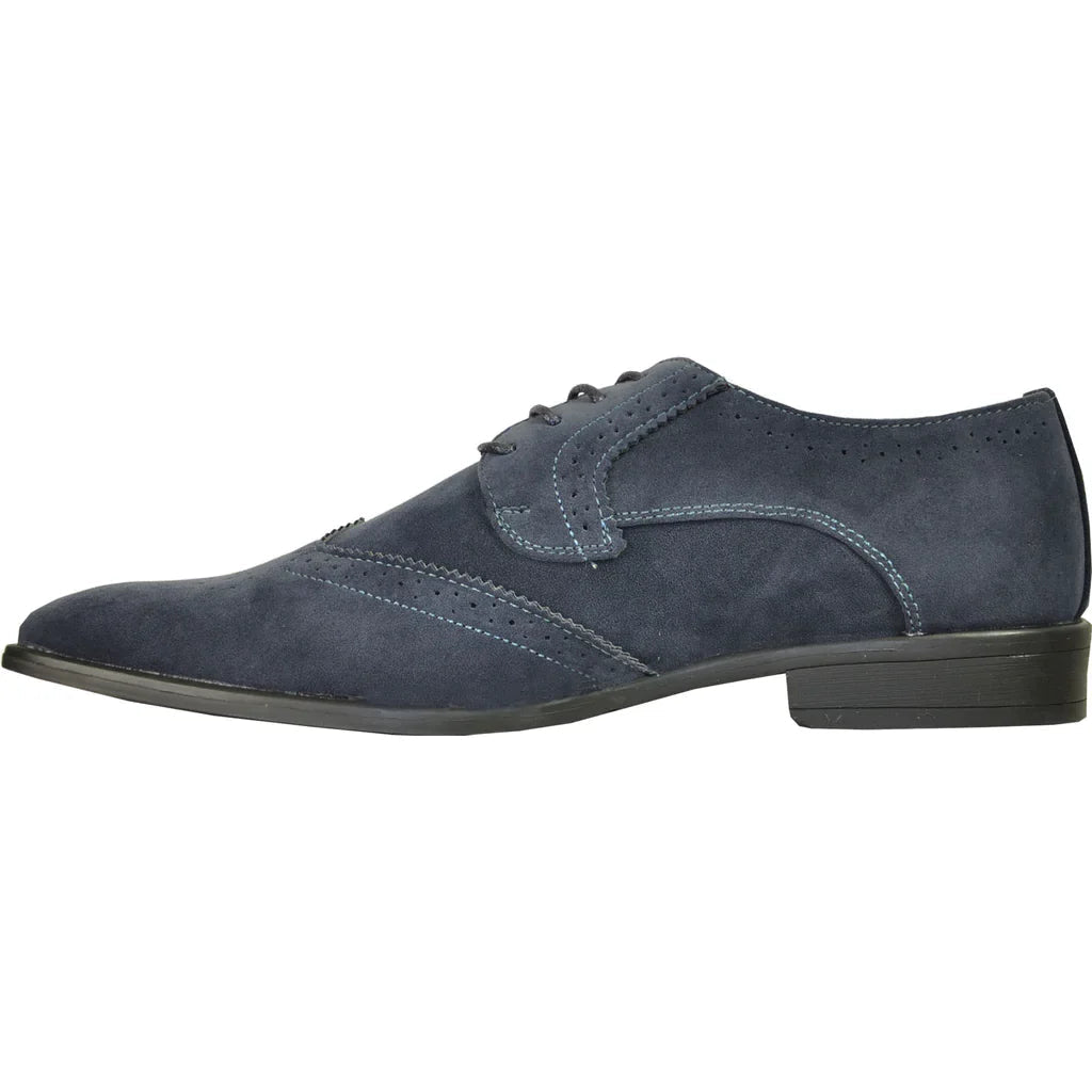 BRAVO Men Dress Shoe KING-3 Wingtip Oxford Shoe Blue Tux-USA