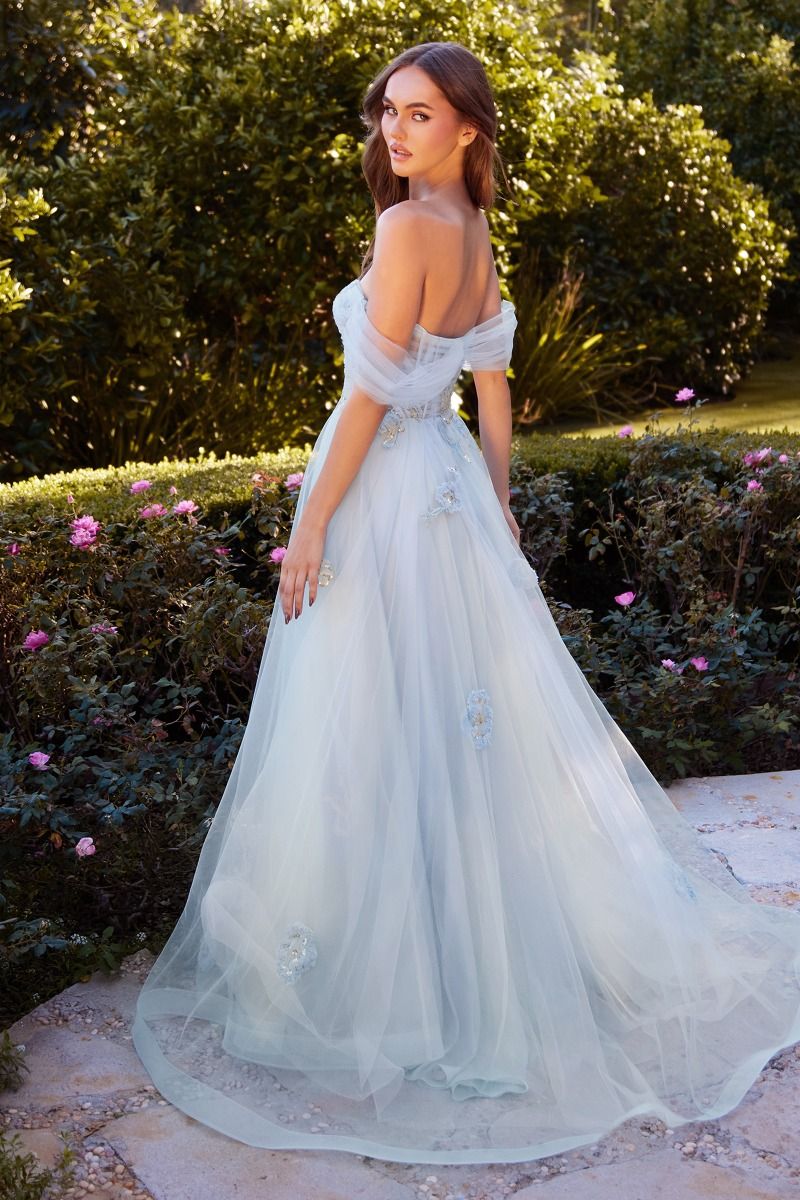 Off The Shoulder Floral Applique Ball Gown Tux-USA
