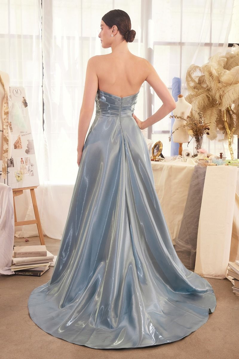 Pleated Origami Liquid Taffeta Gown Tux-USA