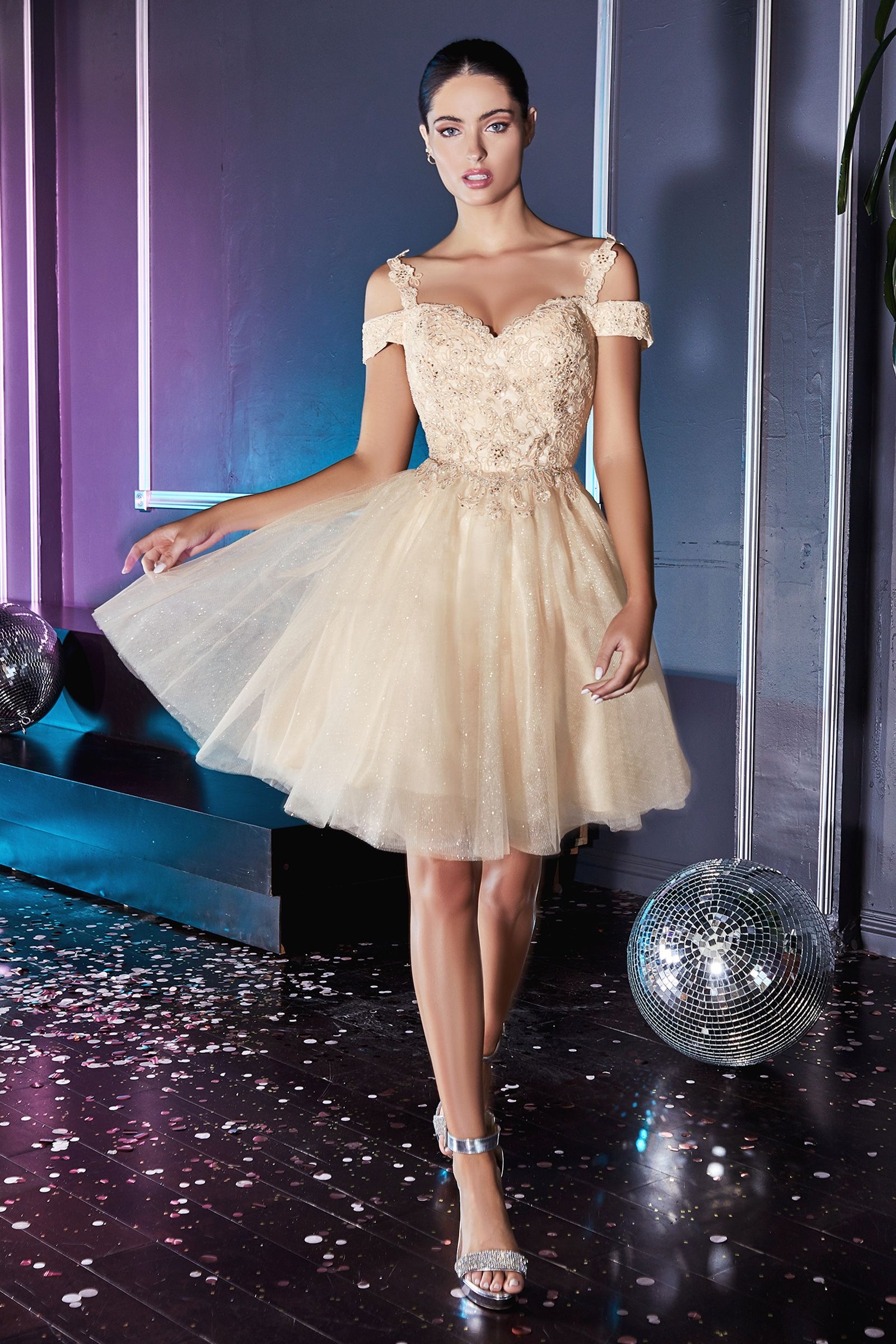 Off The Shoulder Lace Cocktail Dress Tux-USA