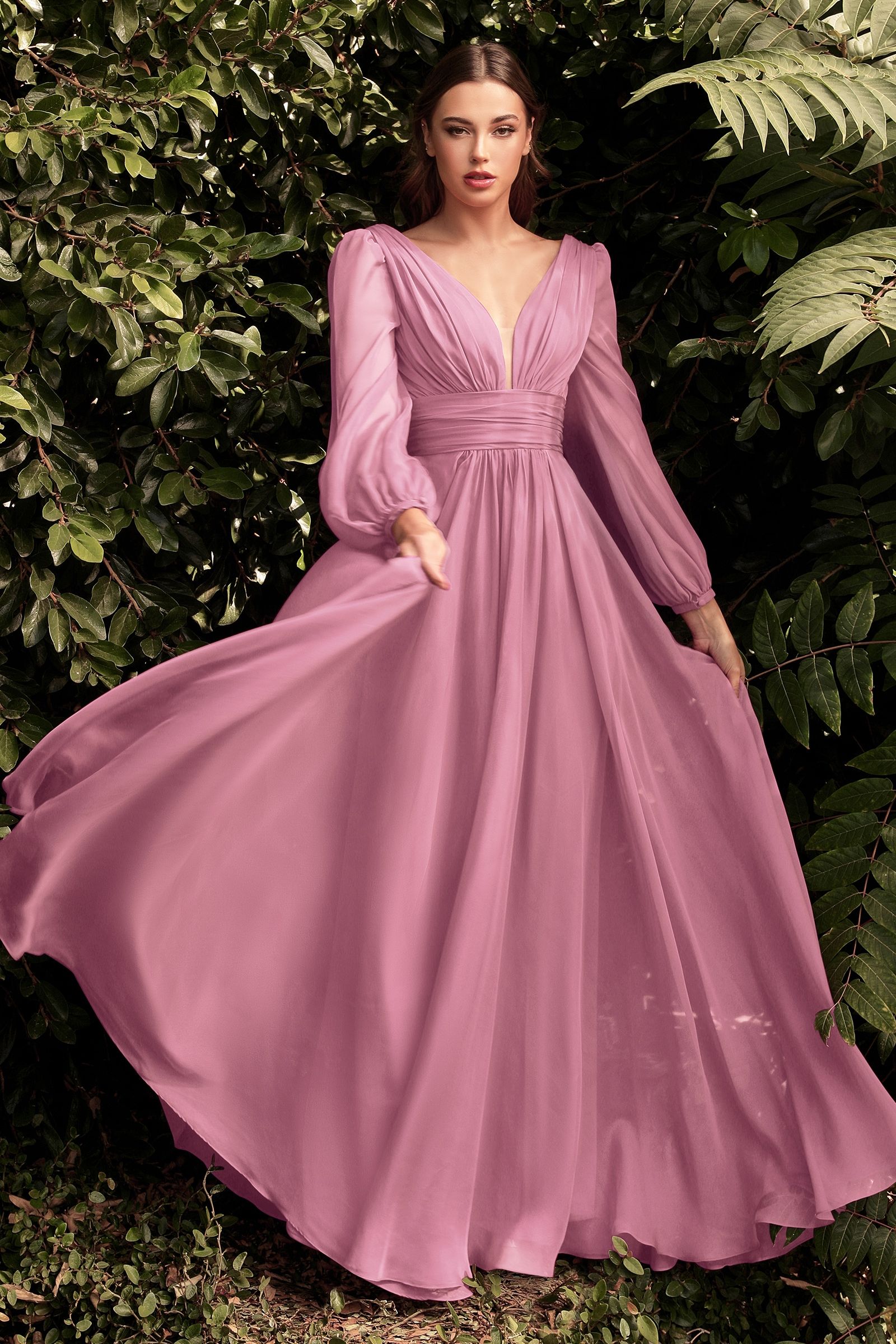 Long Sleeve Chiffon Dress Tux-USA