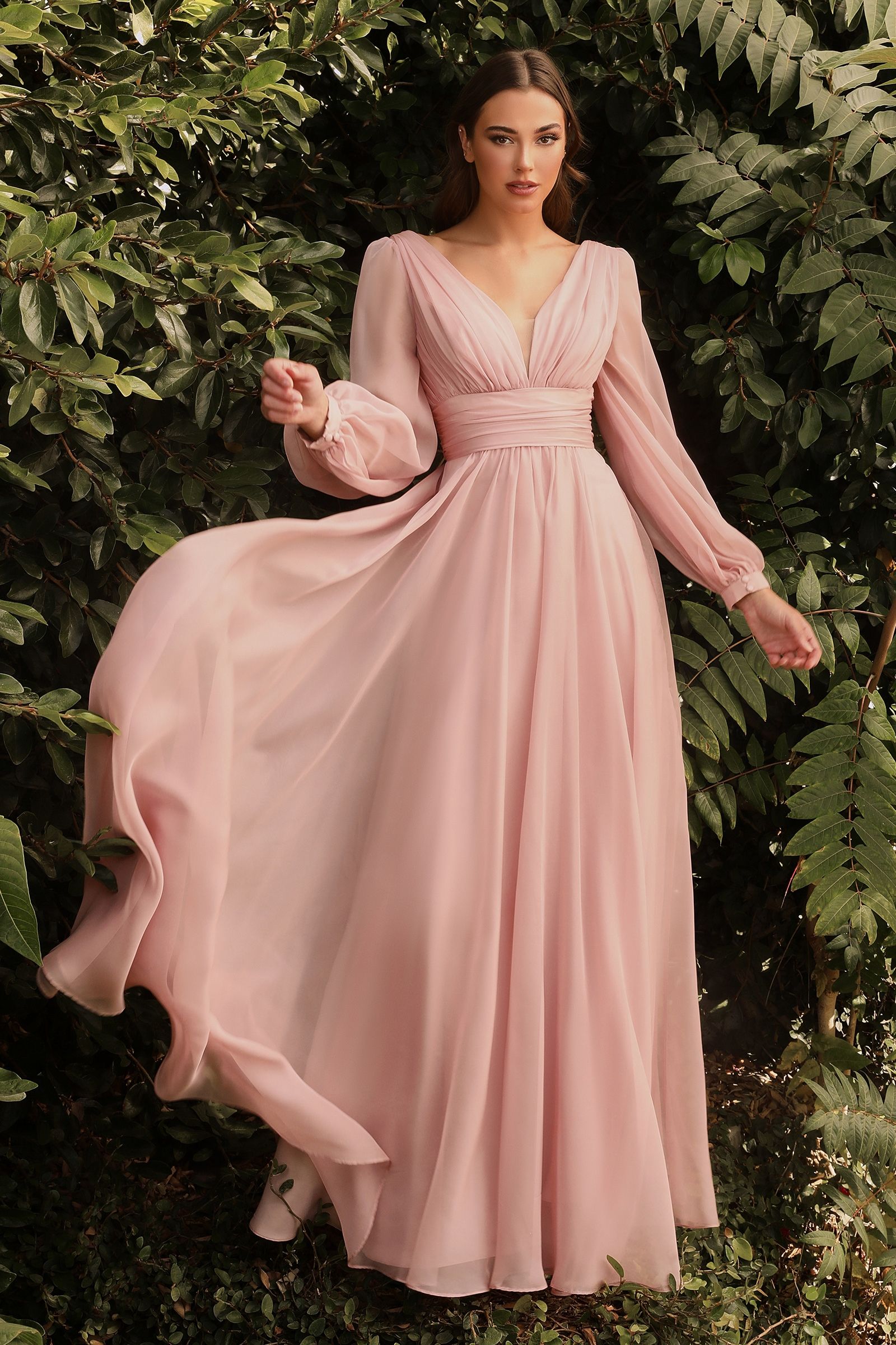 Long Sleeve Chiffon Dress Tux-USA