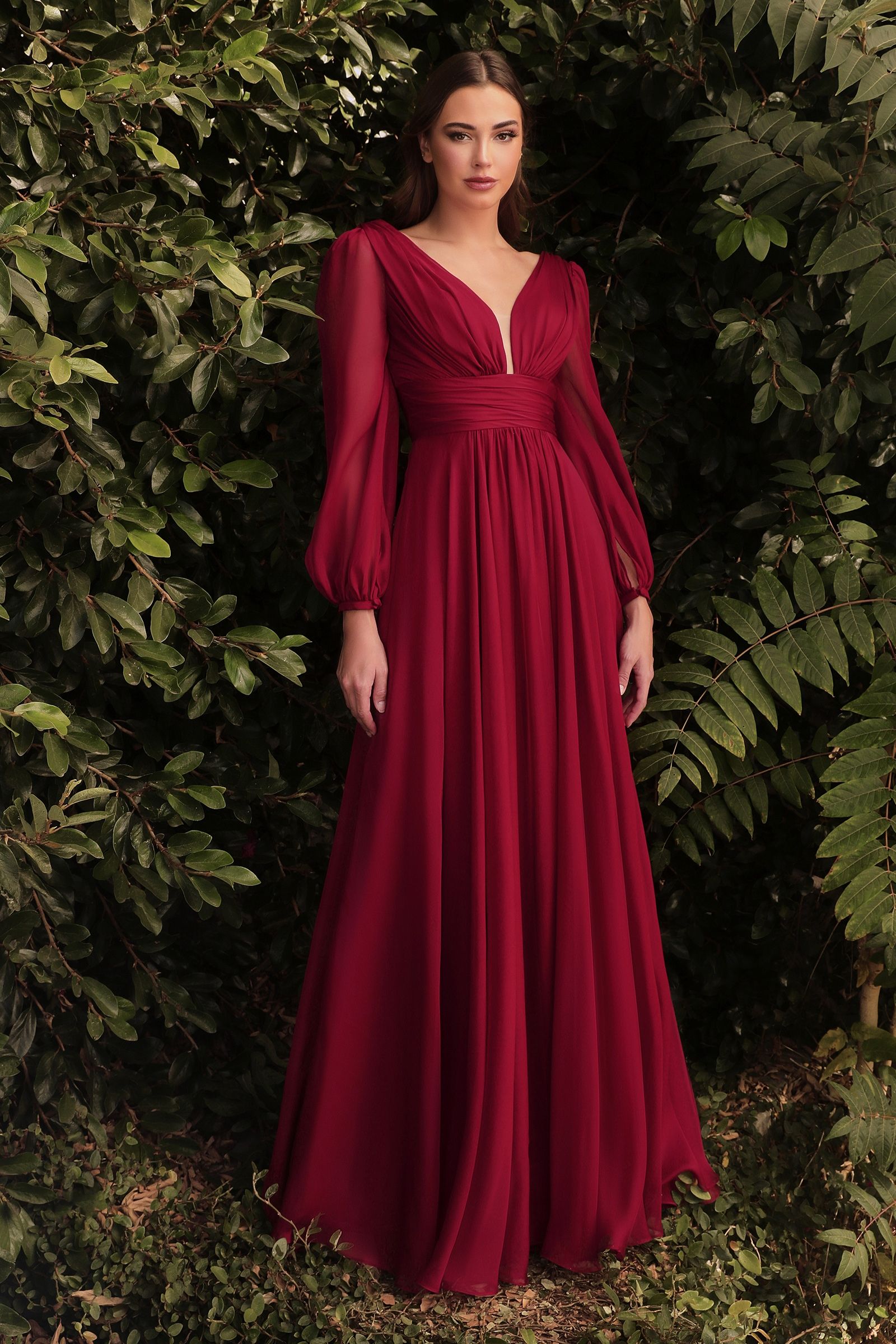Long Sleeve Chiffon Dress Tux-USA