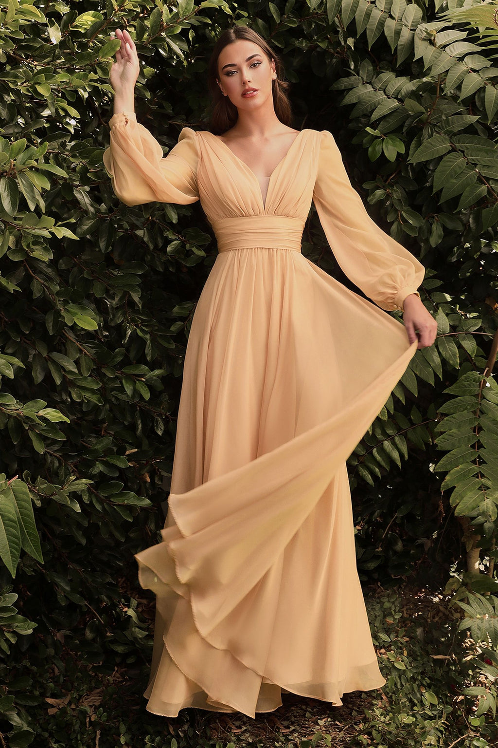 Long Sleeve Chiffon Dress Tux-USA