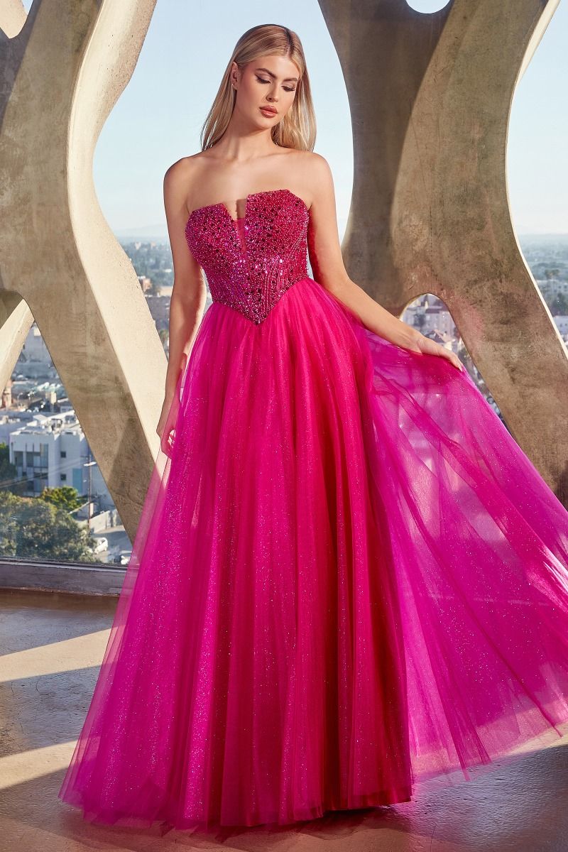 Strapless Sequin & Tulle A-Line Dress Tux-USA