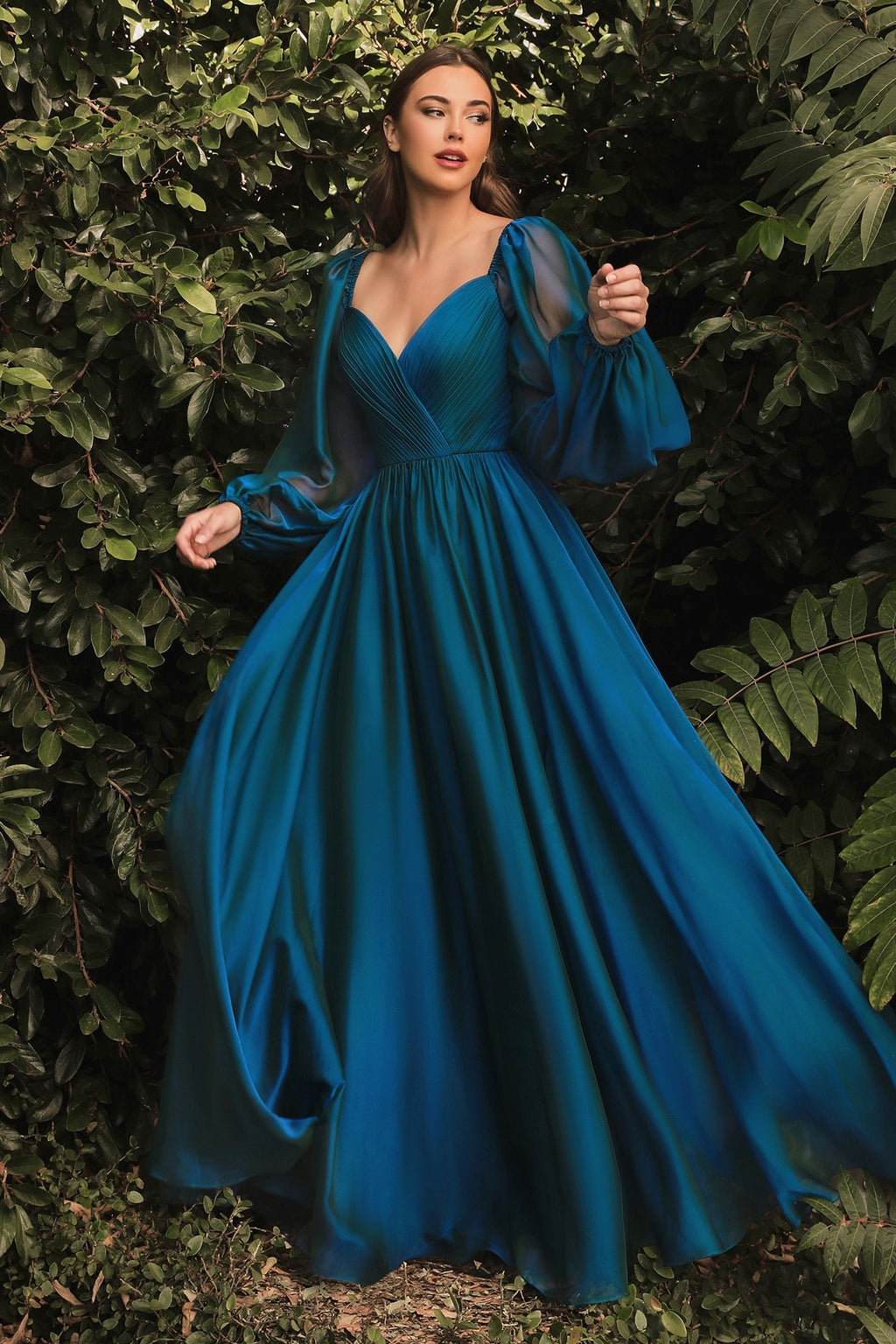 Long Sleeve Chiffon A-Line Dress Tux-USA