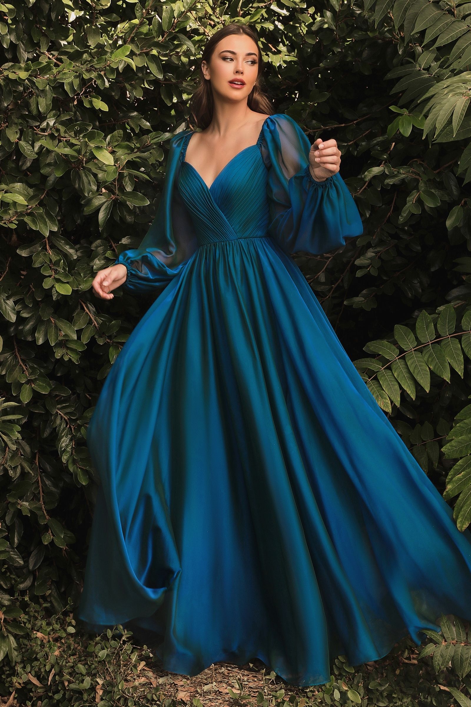 Long Sleeve Chiffon A-Line Dress Tux-USA