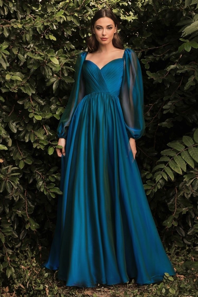 Long Sleeve Chiffon A-Line Dress Tux-USA