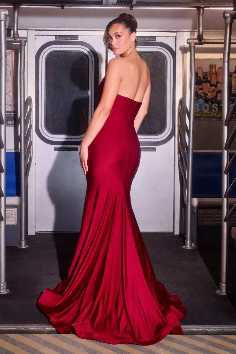 Stetch Satin Fitted Dress Tux-USA