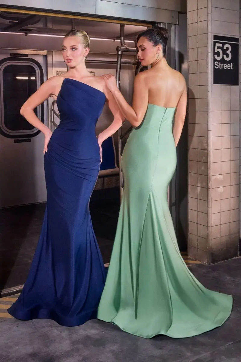 Stetch Satin Fitted Dress Tux-USA