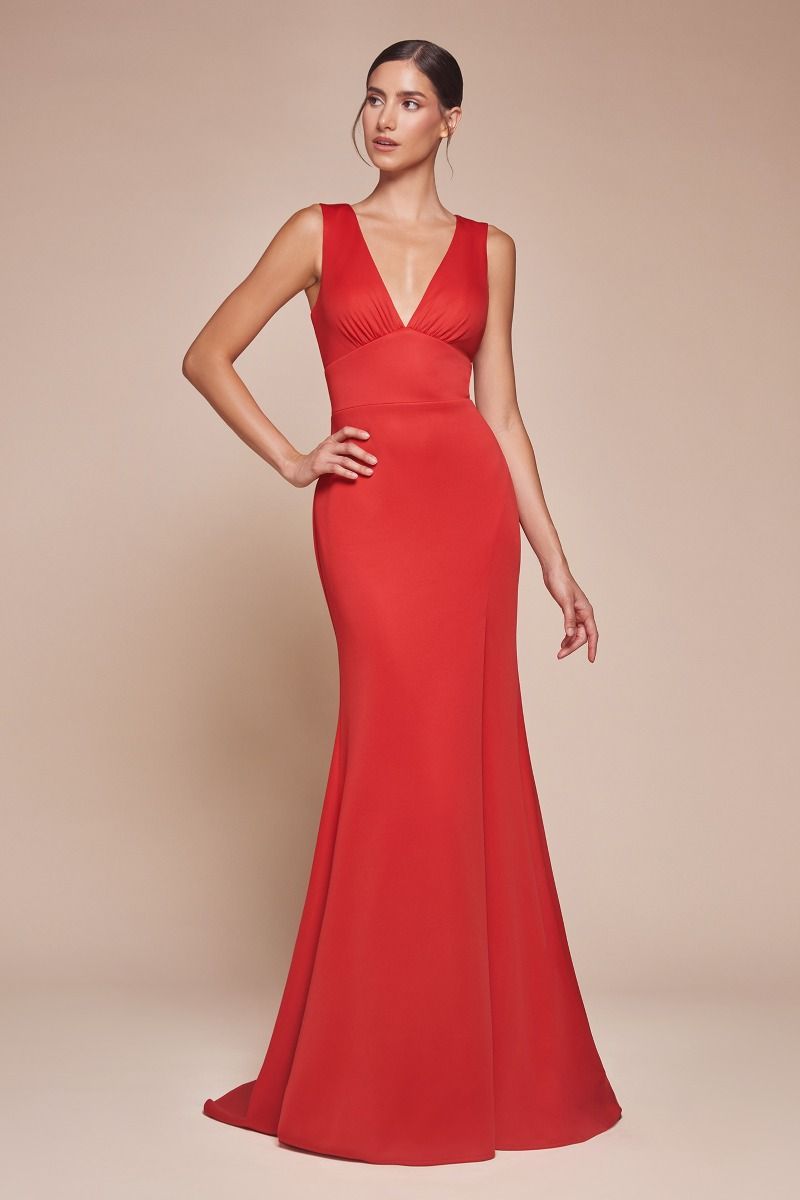 Fitted V-Neck Mermaid Dress Tux-USA
