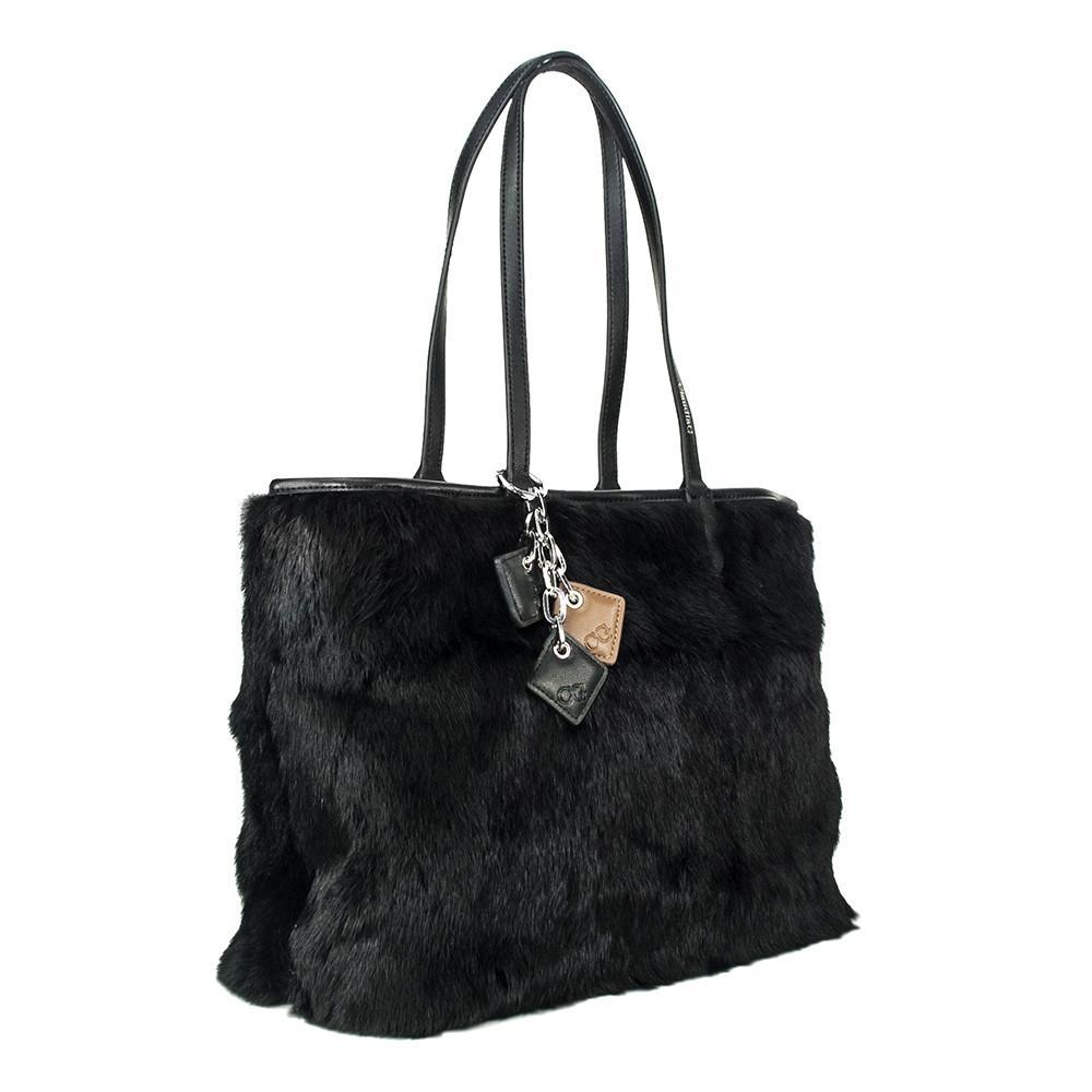 Olivia Fur+Leather Handbag - Black ClaudiaG