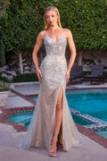 Crystal Embellished Fit & Flare Dress-0
