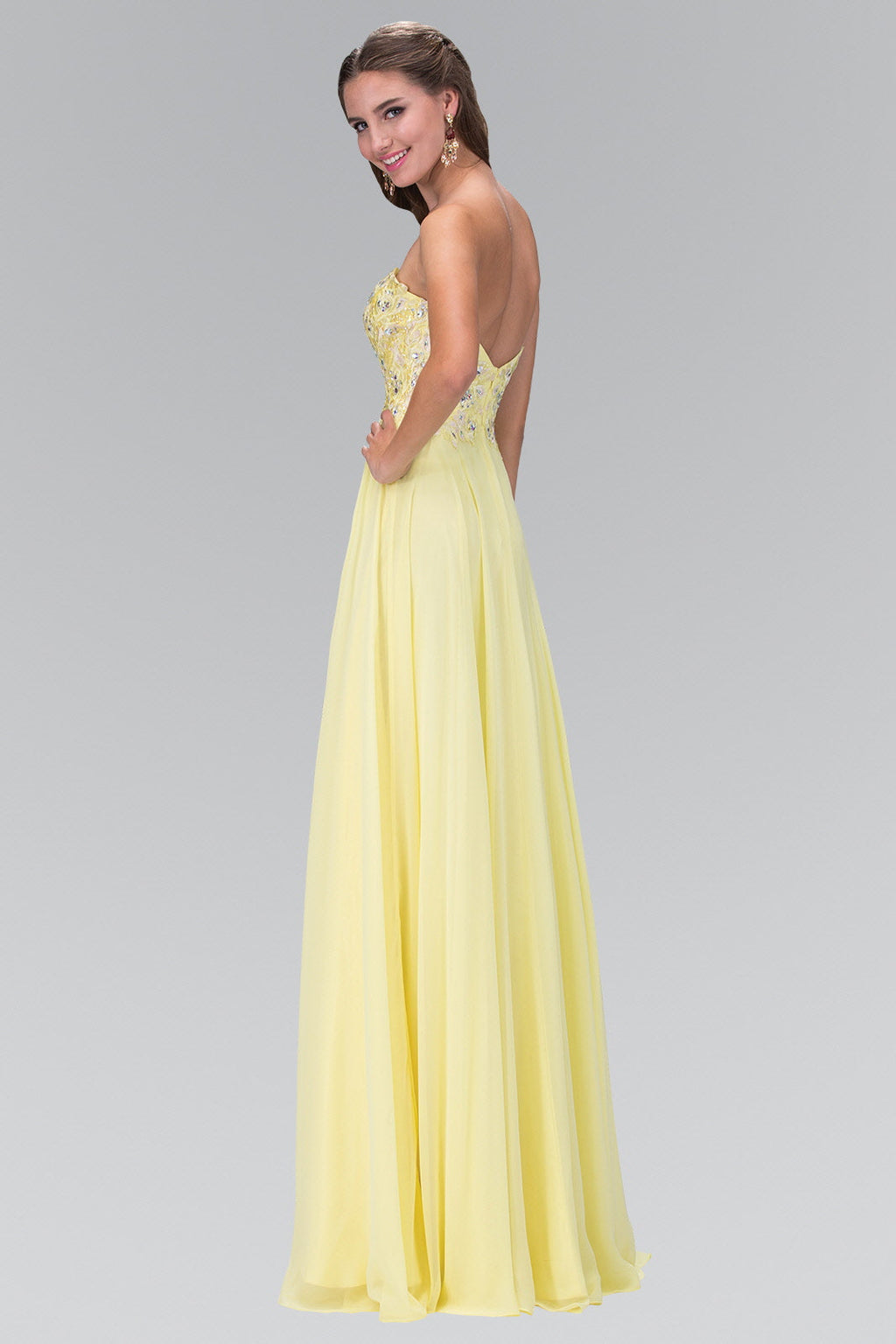 Strapless Chiffon Long Dress with Sweetheart Neckline Tux-USA
