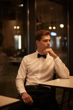 "Jamison" White Twill Spread Collar Dress Shirt-1