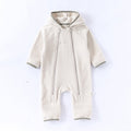 Winter Arrival Baby Unisex Long Sleeves Solid Color Letters Pattern Zip-up Rompers-0
