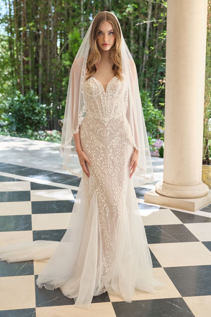 Mermaid Bridal Gown Strapless Sweetheart Neckline and Sheer Tux-USA